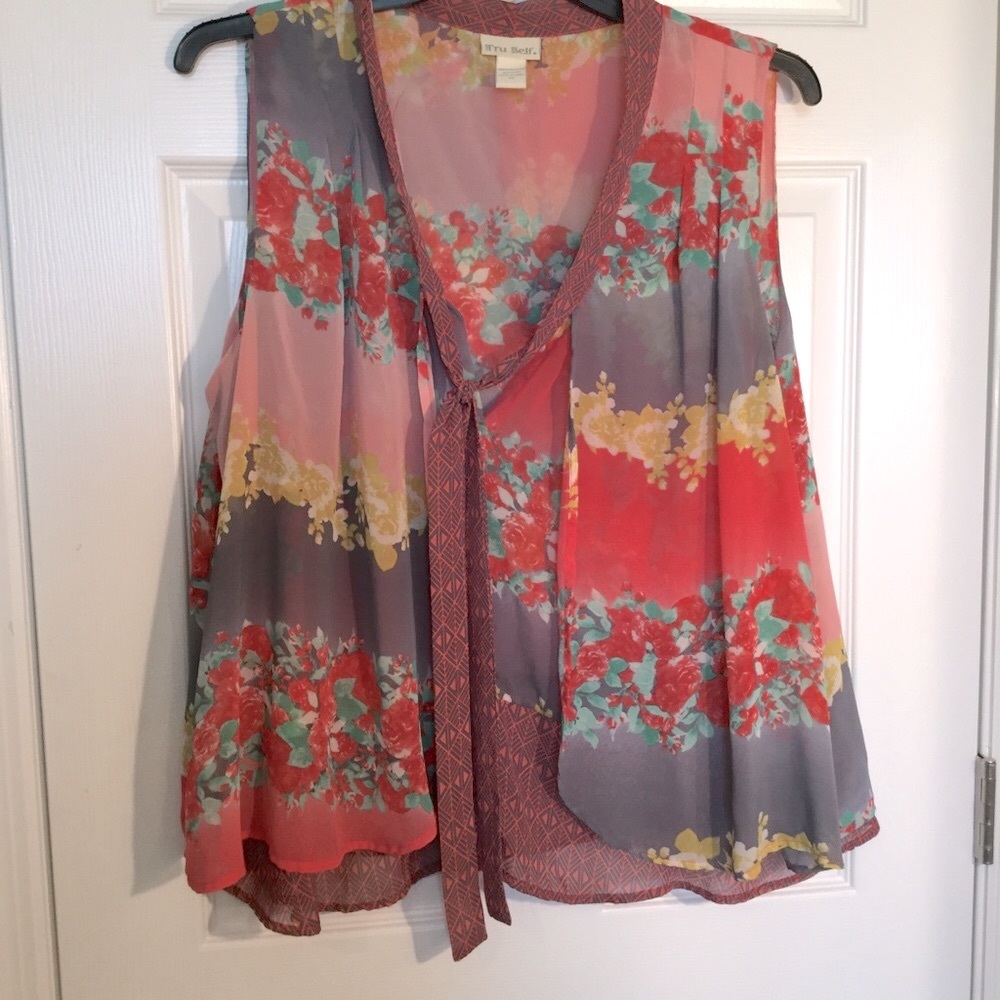 Try Self blouse with tie neck, 2X